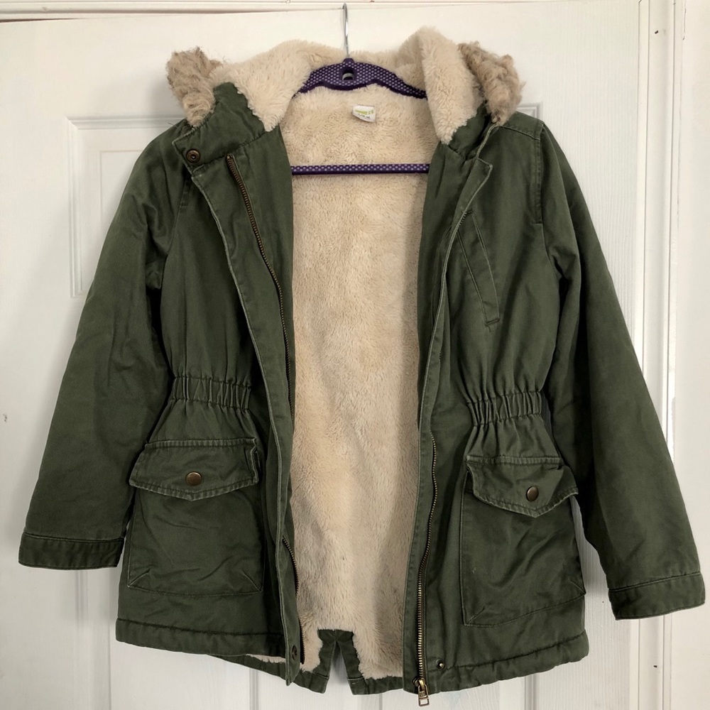 Crazy 8 Girl Olive Green Sherpa Parka